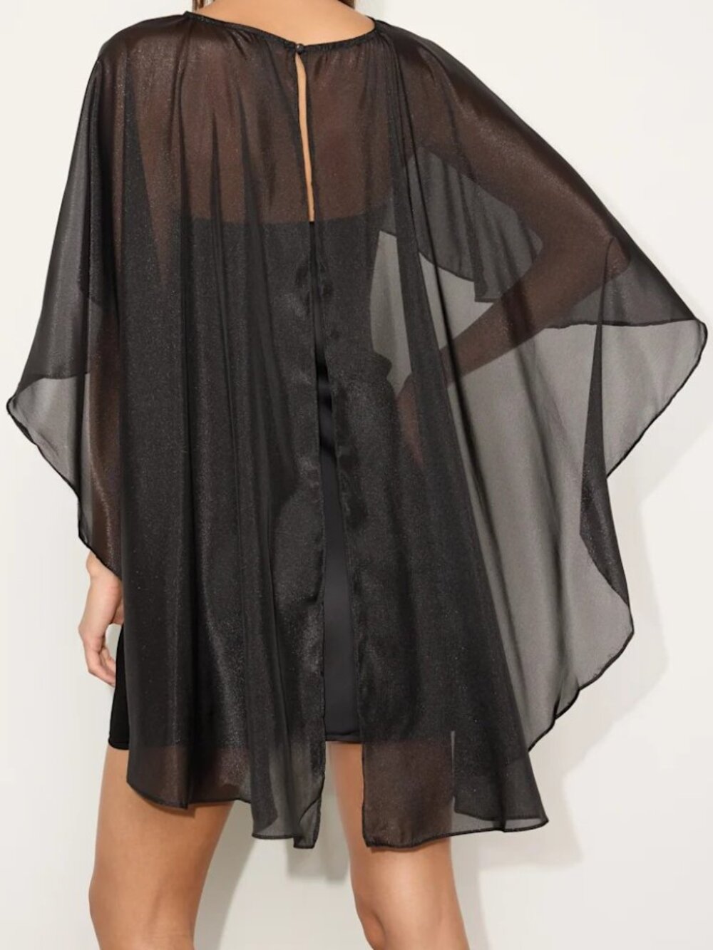 Satin Cape Sleeve Mini Dress - Picture 4 of 6